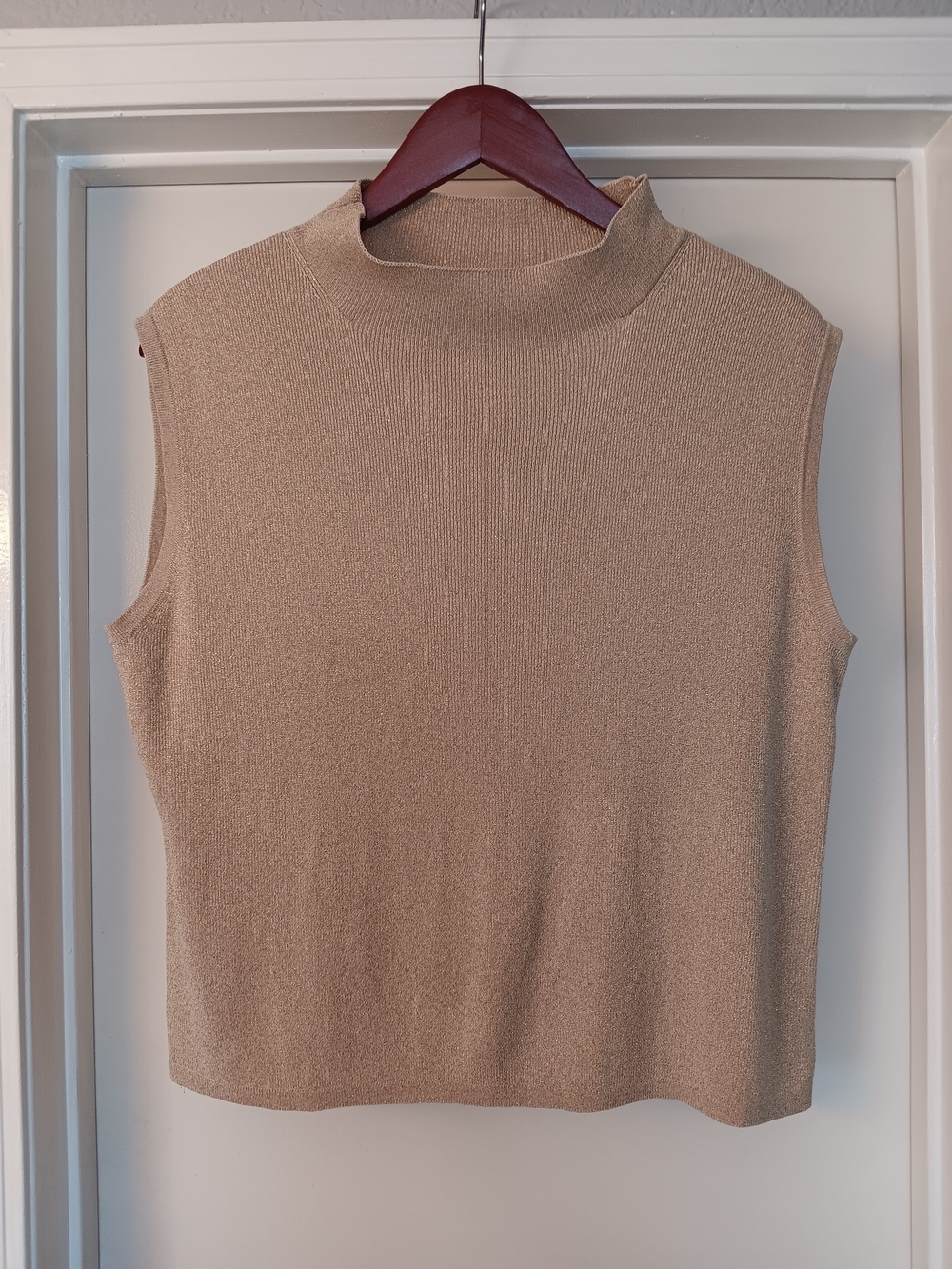 Coldwater Creek Metallic Knit Sleeveless Top - Gold